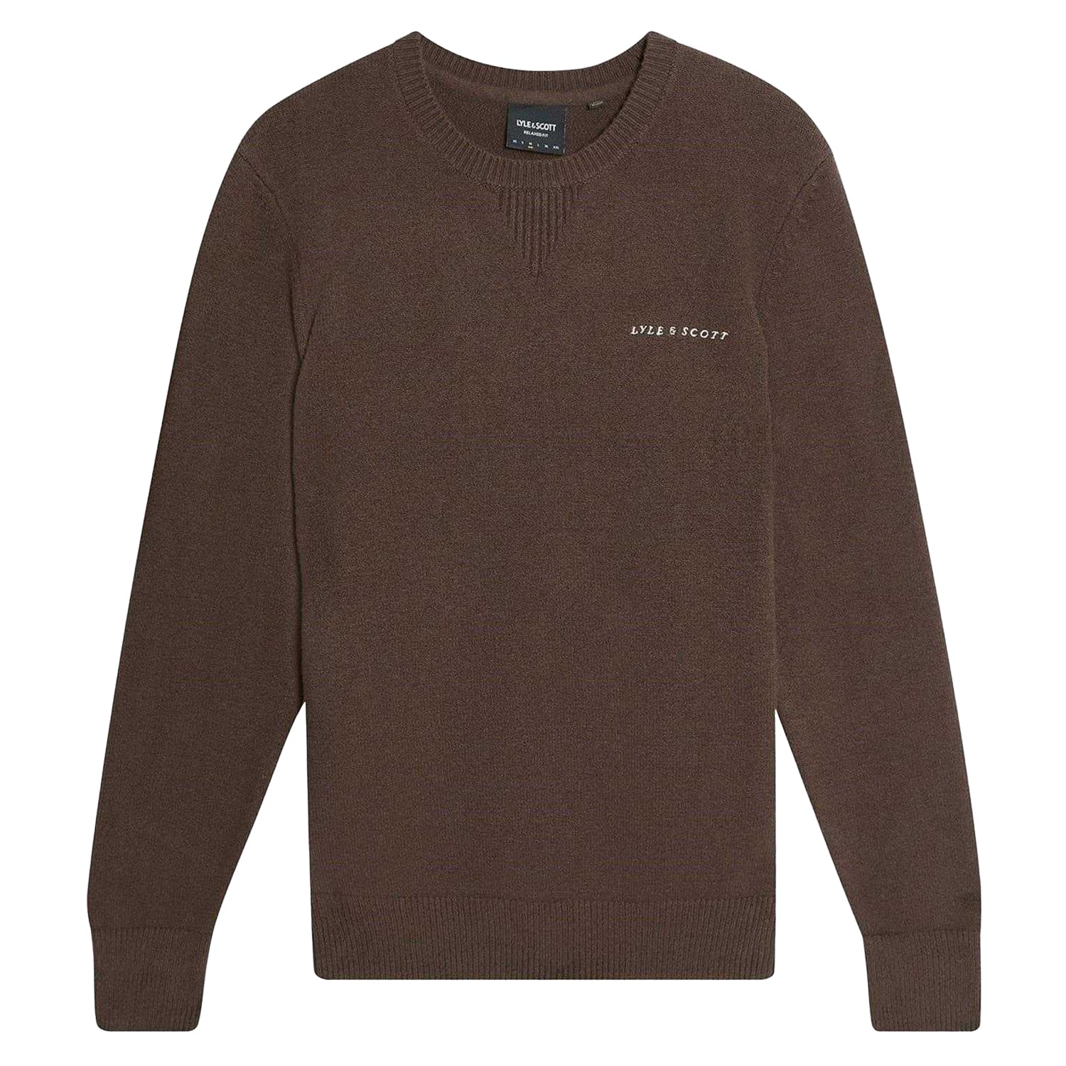 Sepia - Front - Lyle & Scott Mens Knitted Crew Neck Sweatshirt