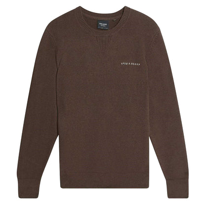 Sepia - Front - Lyle & Scott Mens Knitted Crew Neck Sweatshirt