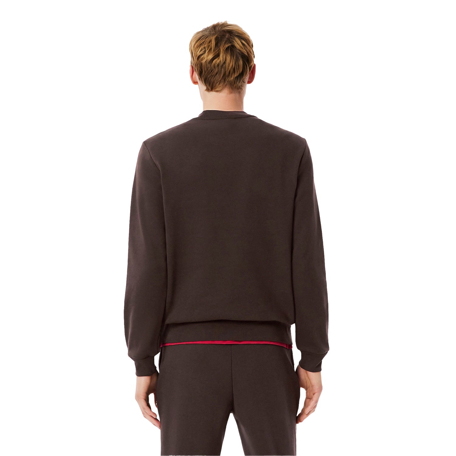 Brown - Lifestyle - Lacoste Mens Small Logo Fleece Crew Neck Sweatshirt