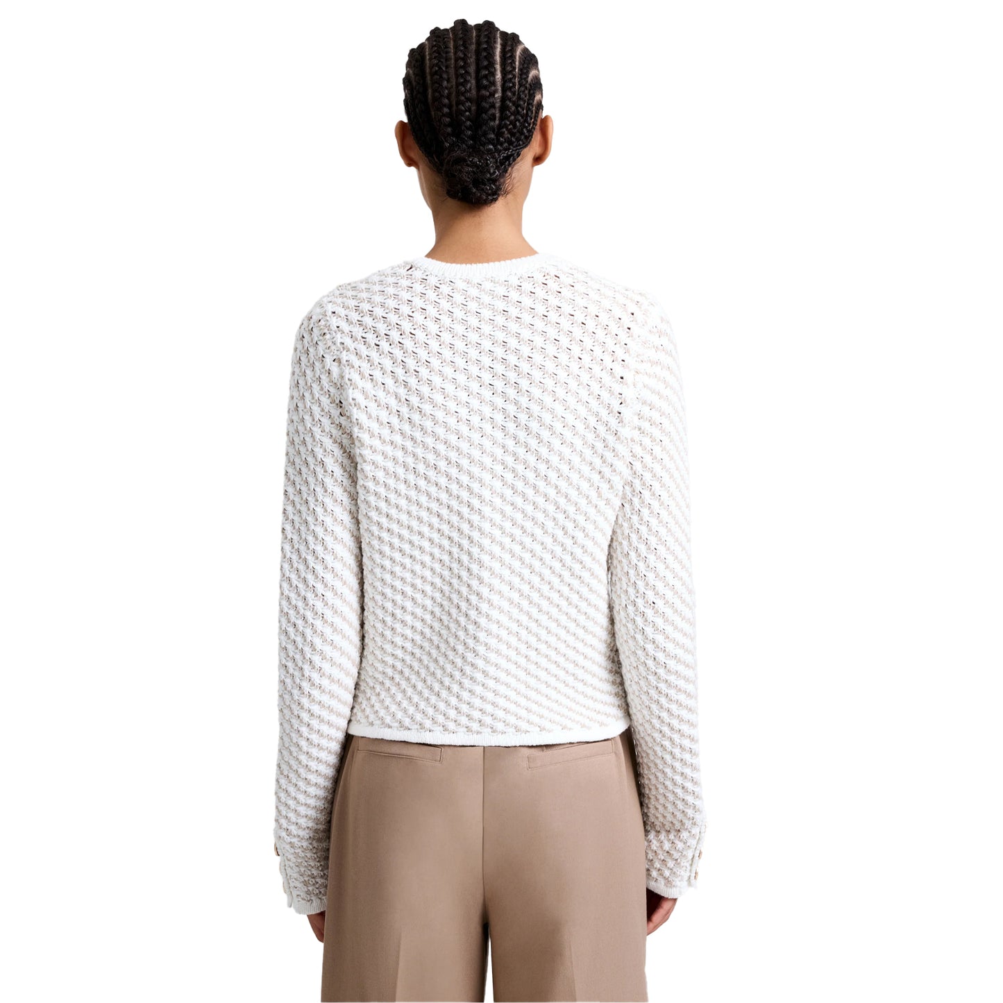 Cream - Back - French Connection Womens-Ladies Janai Textured Cardigan