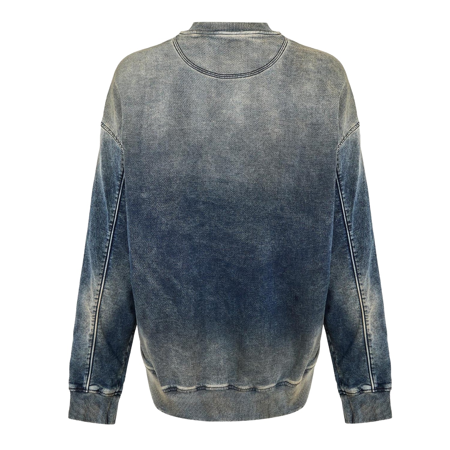 Blue Denim - Back - Diesel Mens Krib Ne Distressed Sweatshirt