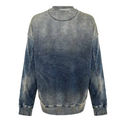 Blue Denim - Back - Diesel Mens Krib Ne Distressed Sweatshirt