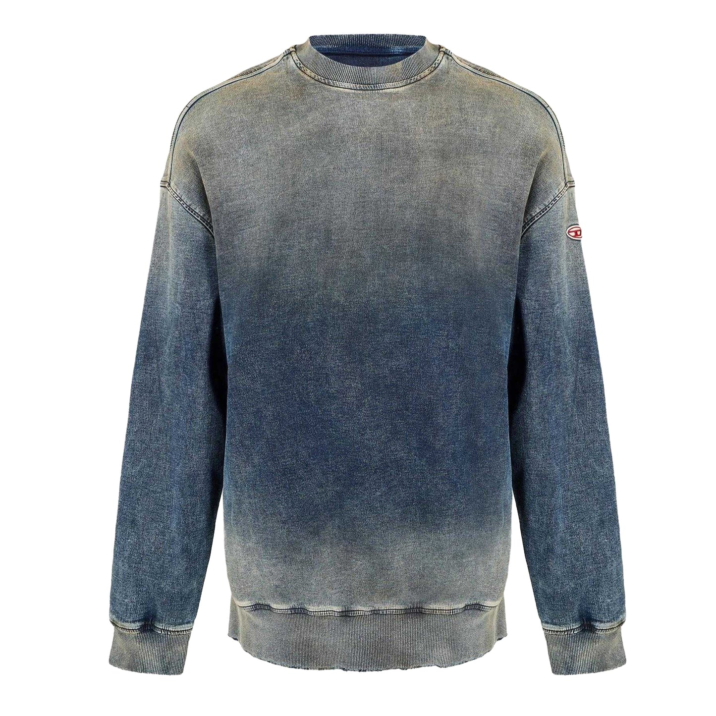 Blue Denim - Front - Diesel Mens Krib Ne Distressed Sweatshirt