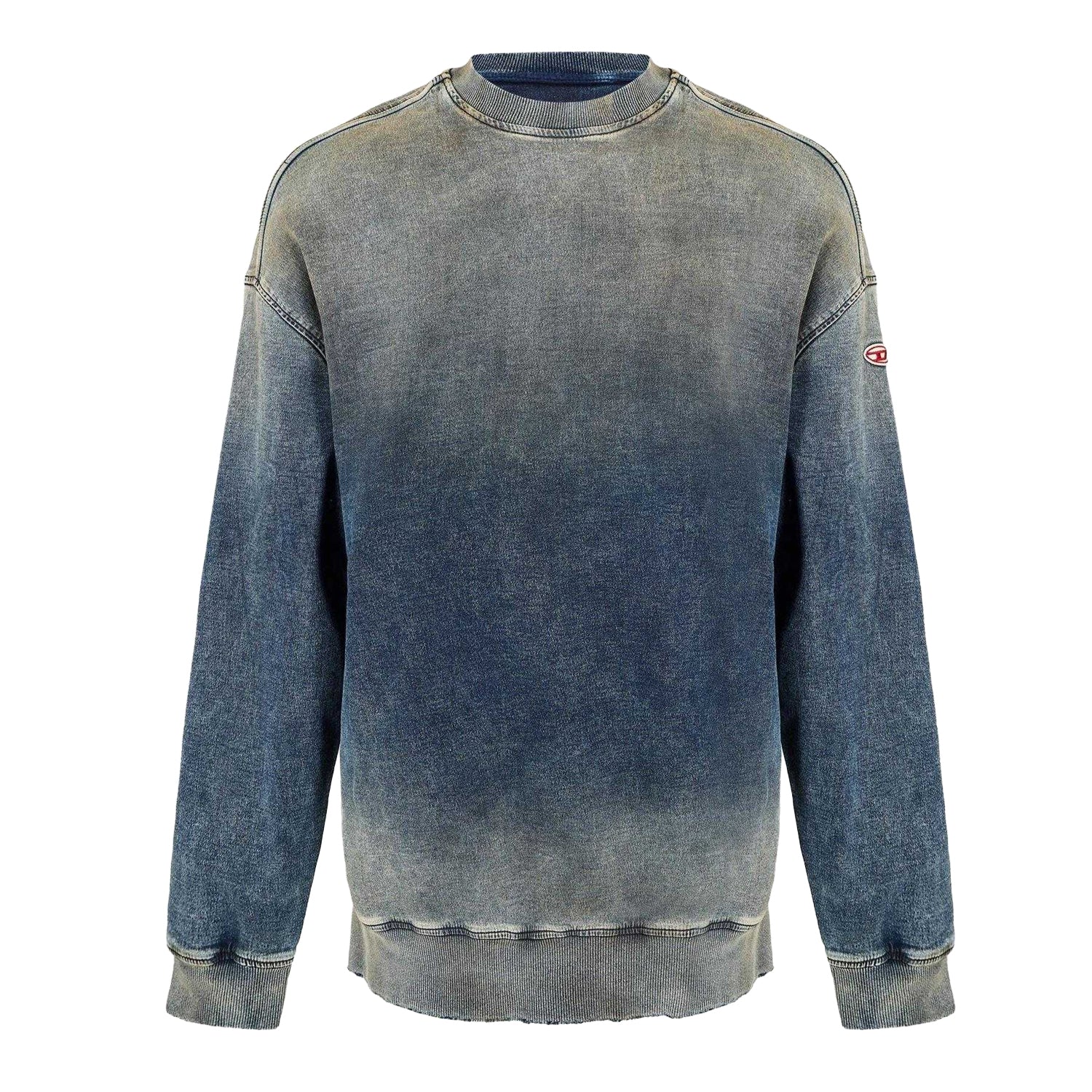 Blue Denim - Front - Diesel Mens Krib Ne Distressed Sweatshirt