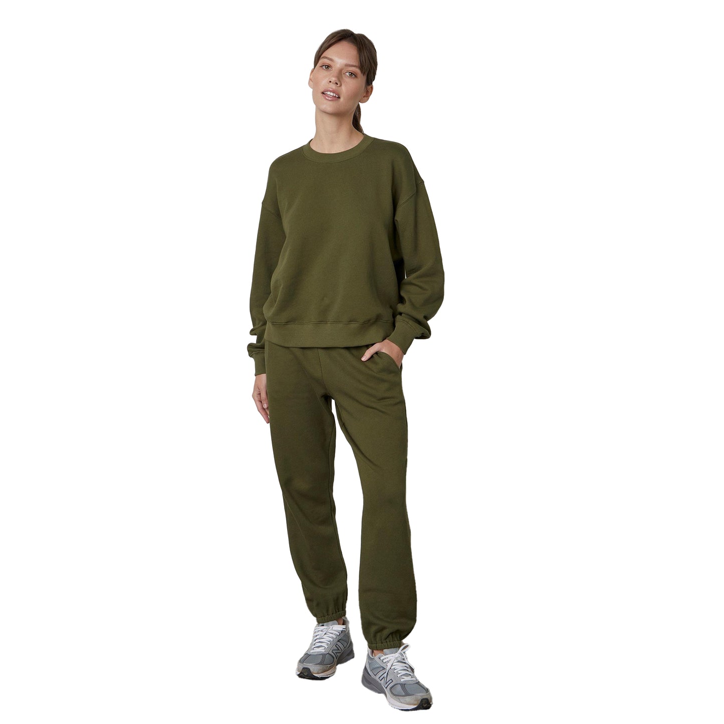 Khaki Green - Back - Velvet by Graham & Spencer Unisex Adult Core Fleece Sweatshirt
