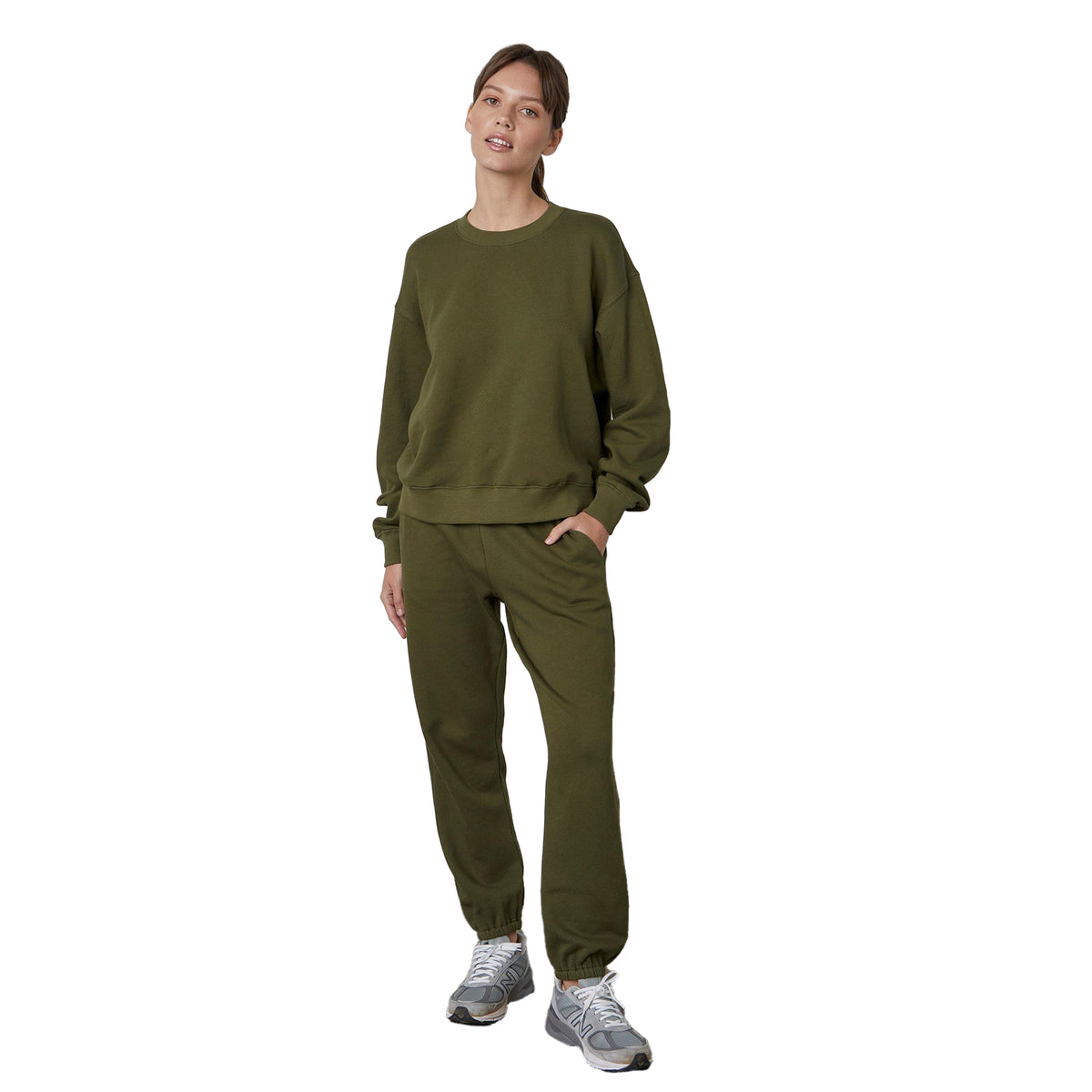 Khaki Green - Back - Velvet by Graham & Spencer Unisex Adult Core Fleece Sweatshirt