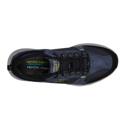 Navy-Lime - Side - Skechers Mens Oak Canyon Suede Trainers