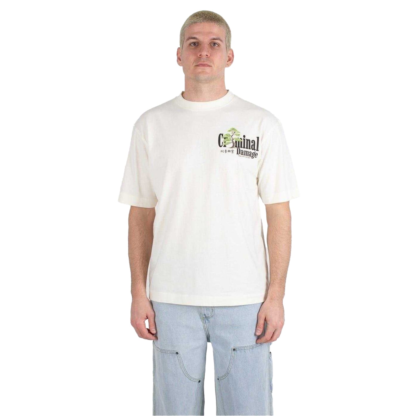 Off White - Front - Criminal Damage Mens Kenshin Oversized T-Shirt
