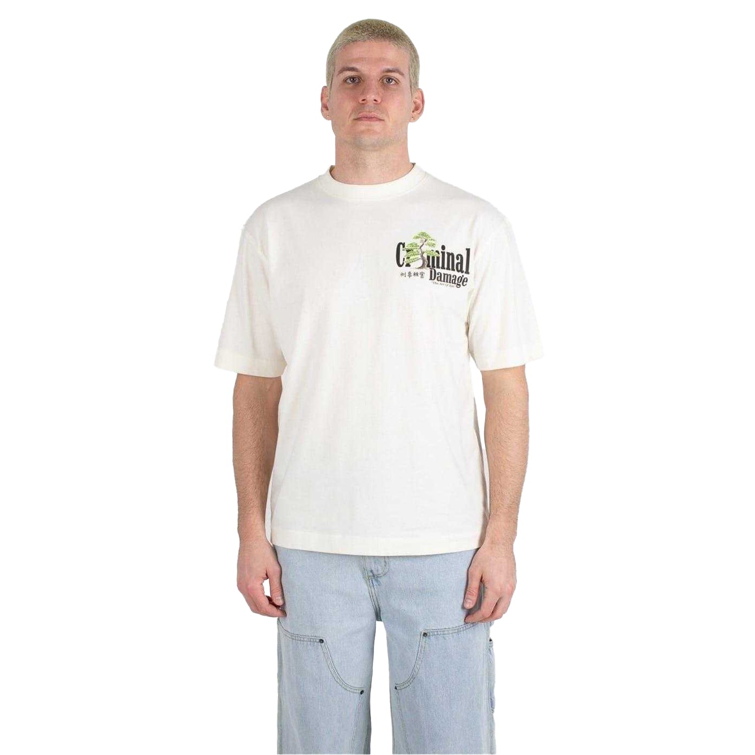 Off White - Front - Criminal Damage Mens Kenshin Oversized T-Shirt