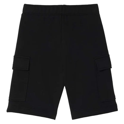 Black - Back - Lacoste Boys Brushed Cotton Fleece Cargo Shorts
