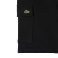 Black - Side - Lacoste Boys Brushed Cotton Fleece Cargo Shorts