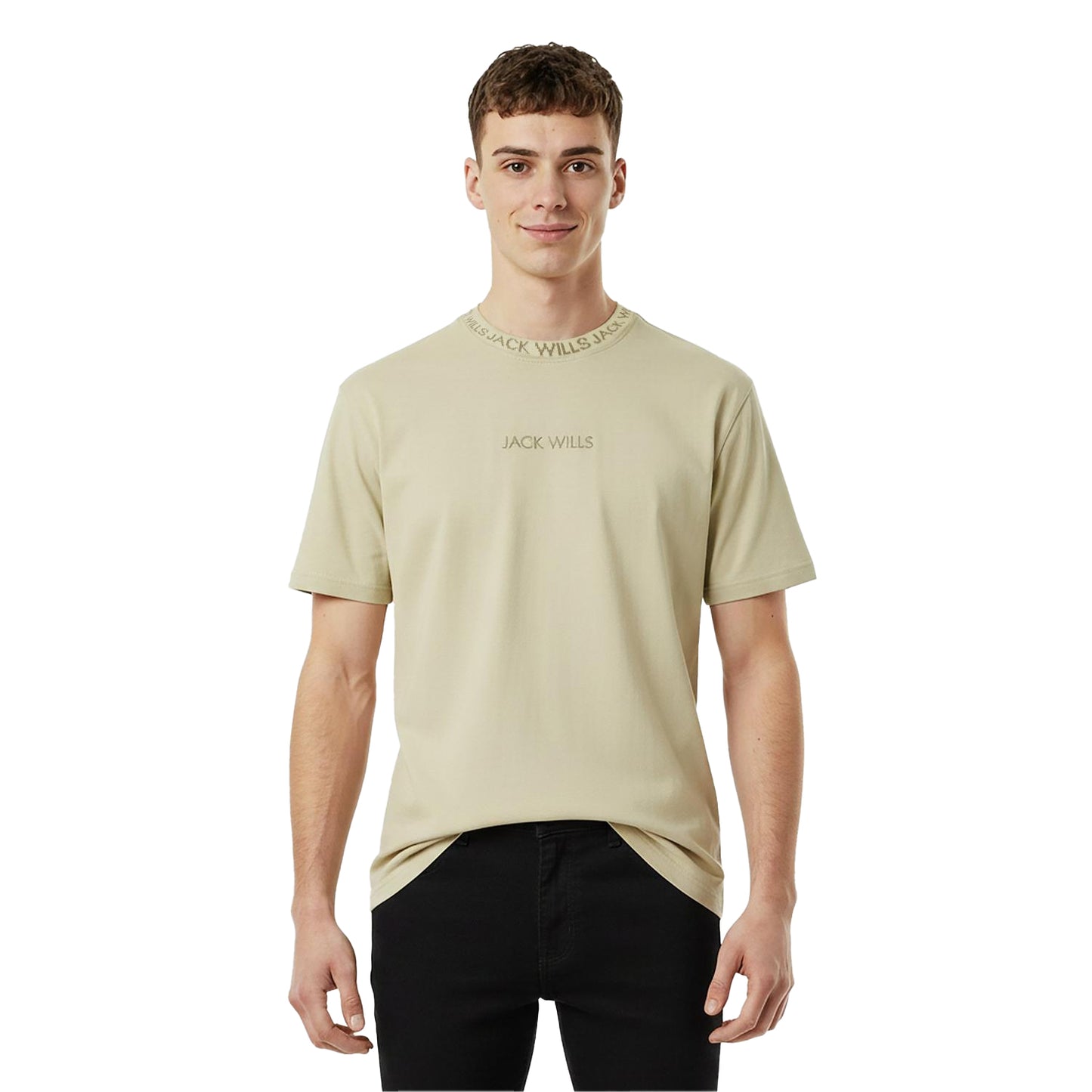 Pistachio - Side - Jack Wills Mens Jacquard T-Shirt