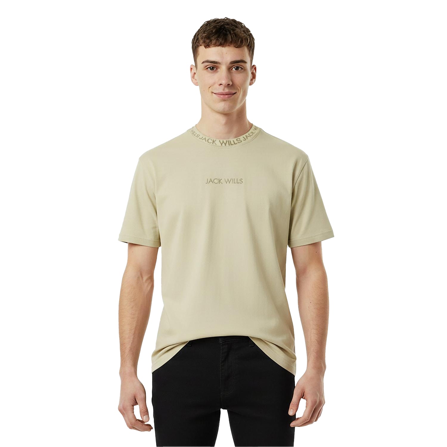 Pistachio - Side - Jack Wills Mens Jacquard T-Shirt