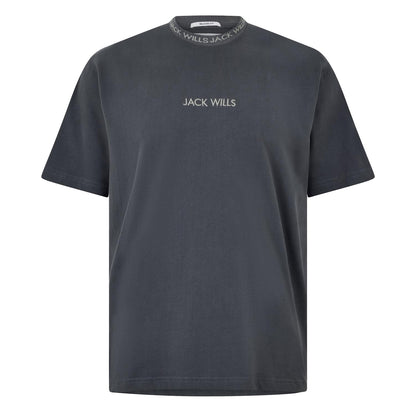 Slate - Front - Jack Wills Mens Jacquard T-Shirt