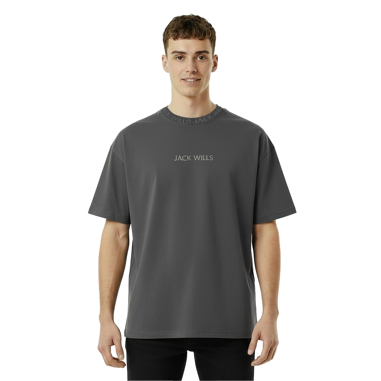 Slate - Side - Jack Wills Mens Jacquard T-Shirt