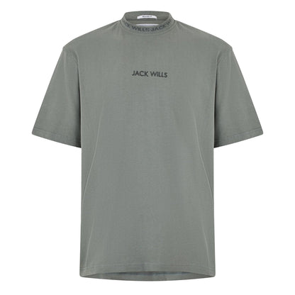 Washed Khaki - Front - Jack Wills Mens Jacquard T-Shirt