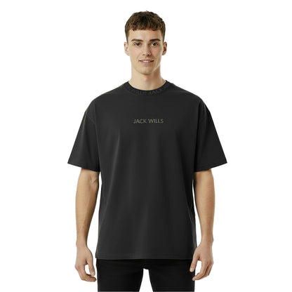 Black - Side - Jack Wills Mens Jacquard T-Shirt