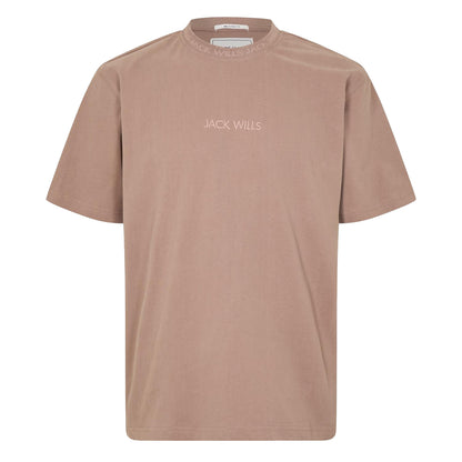 Brick - Front - Jack Wills Mens Jacquard T-Shirt