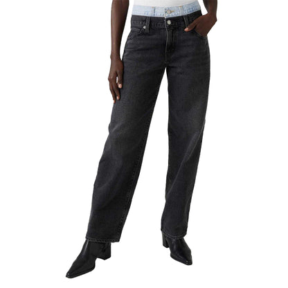 Black Wash - Side - Levis Womens-Ladies 94 Denim High Rise Baggy Jeans