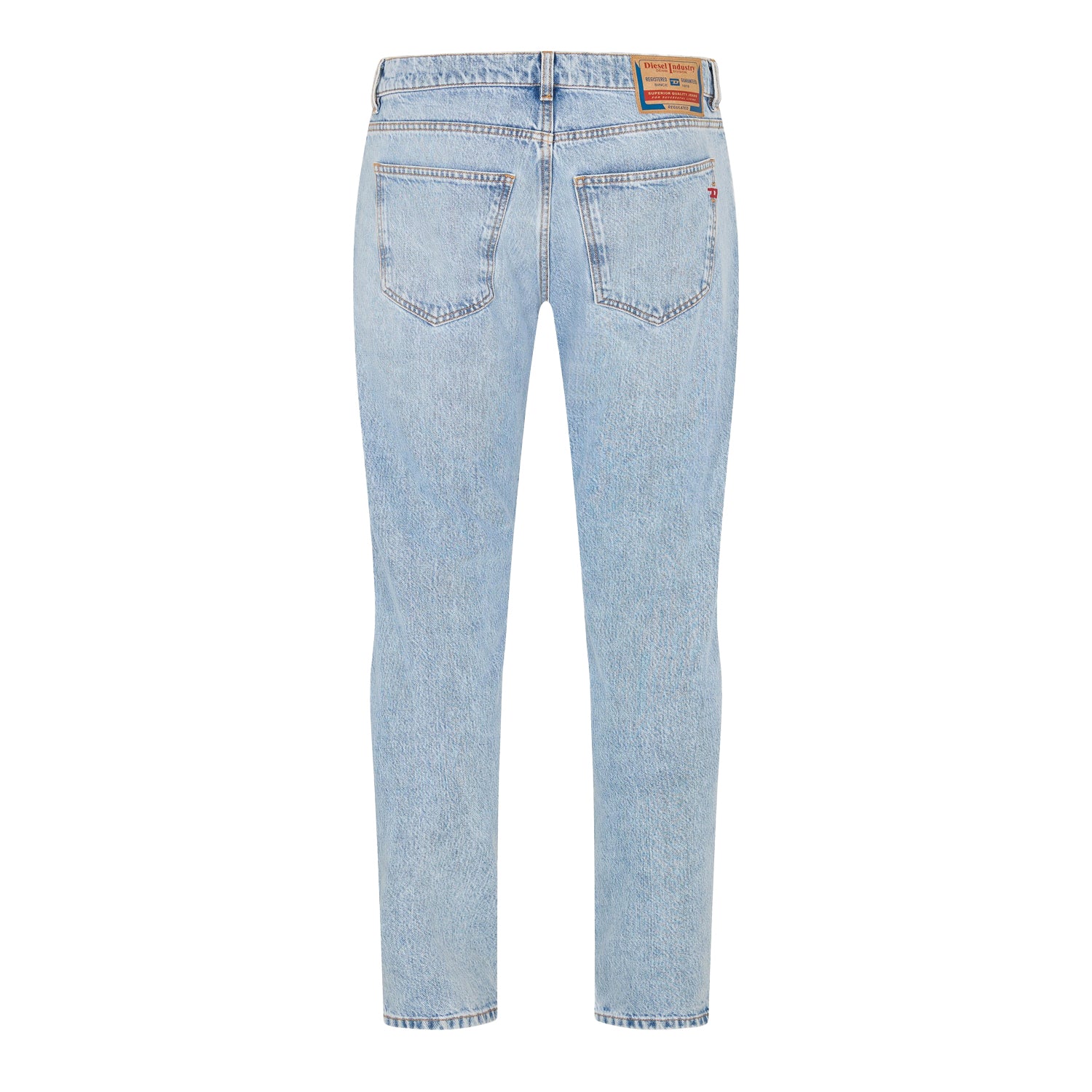 Blue Denim - Back - Diesel Mens Denim Side Stripe 5 Pockets Straight Leg Jeans