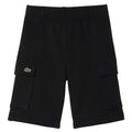 Black - Front - Lacoste Boys Brushed Cotton Fleece Cargo Shorts