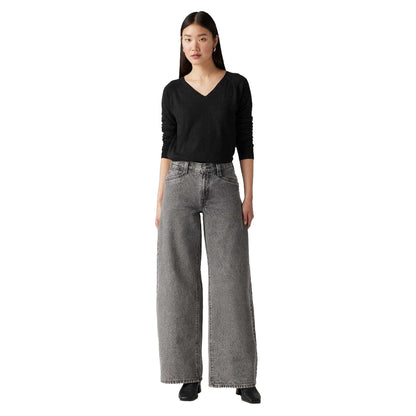 Grey - Side - Levis Womens-Ladies Out And About Baggy Jeans