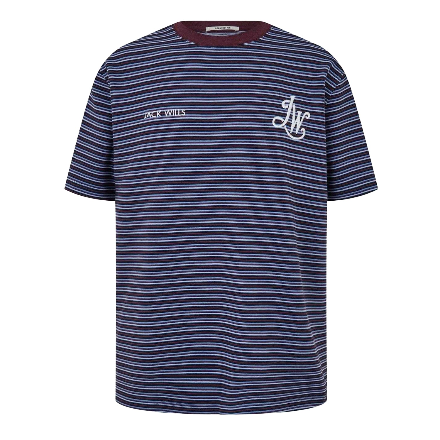 Chocolate - Front - Jack Wills Mens Striped Ottoman T-Shirt