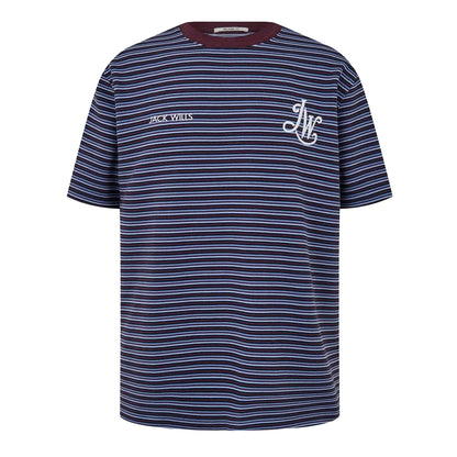Chocolate - Front - Jack Wills Mens Striped Ottoman T-Shirt