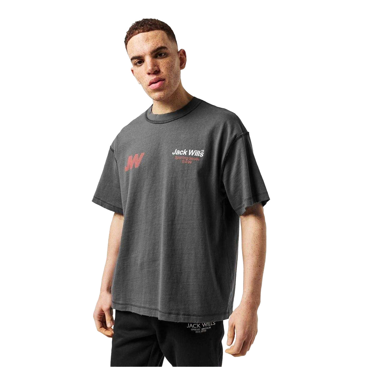 Forged Iron - Side - Jack Wills Mens Lettering T-Shirt