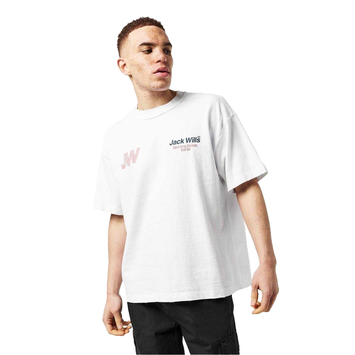 White - Side - Jack Wills Mens Lettering T-Shirt