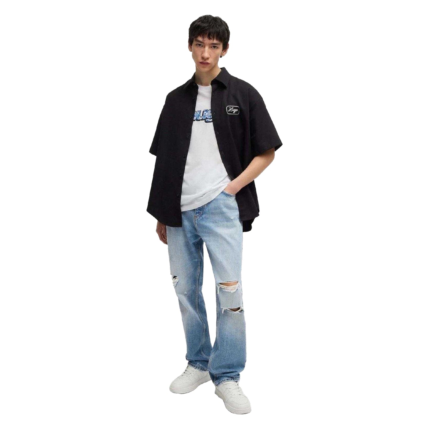 Blue - Lifestyle - Hugo Mens Baggy Jeans