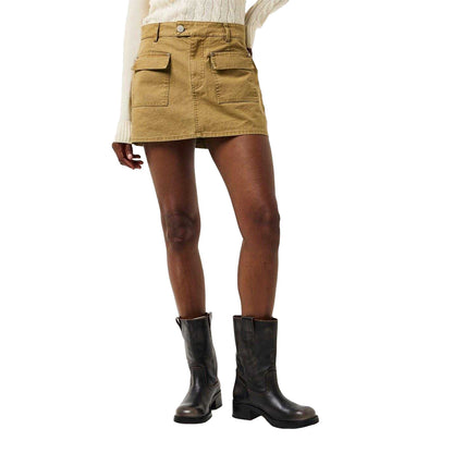 Khaki - Side - Couture Club Womens-Ladies Trucker Mini Skirt