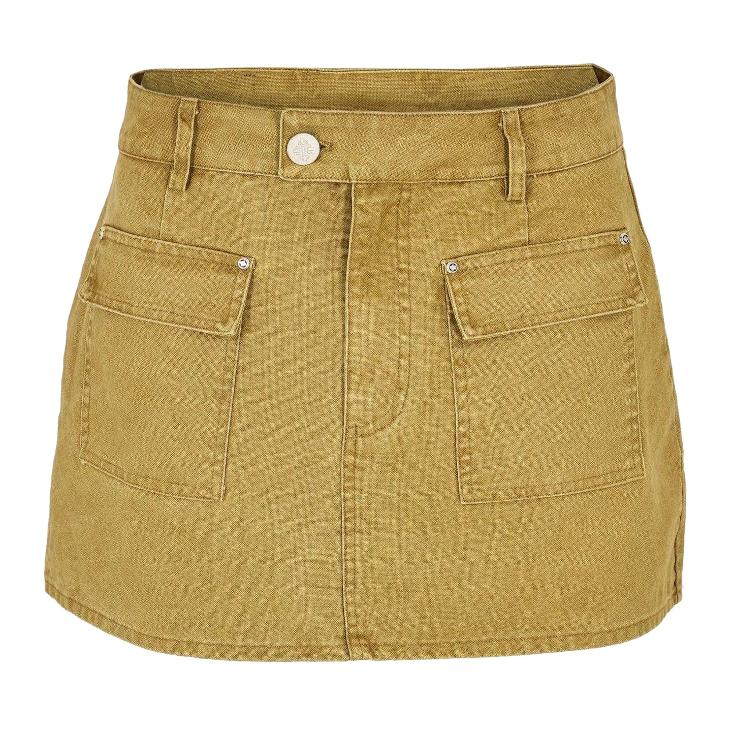 Khaki - Front - Couture Club Womens-Ladies Trucker Mini Skirt