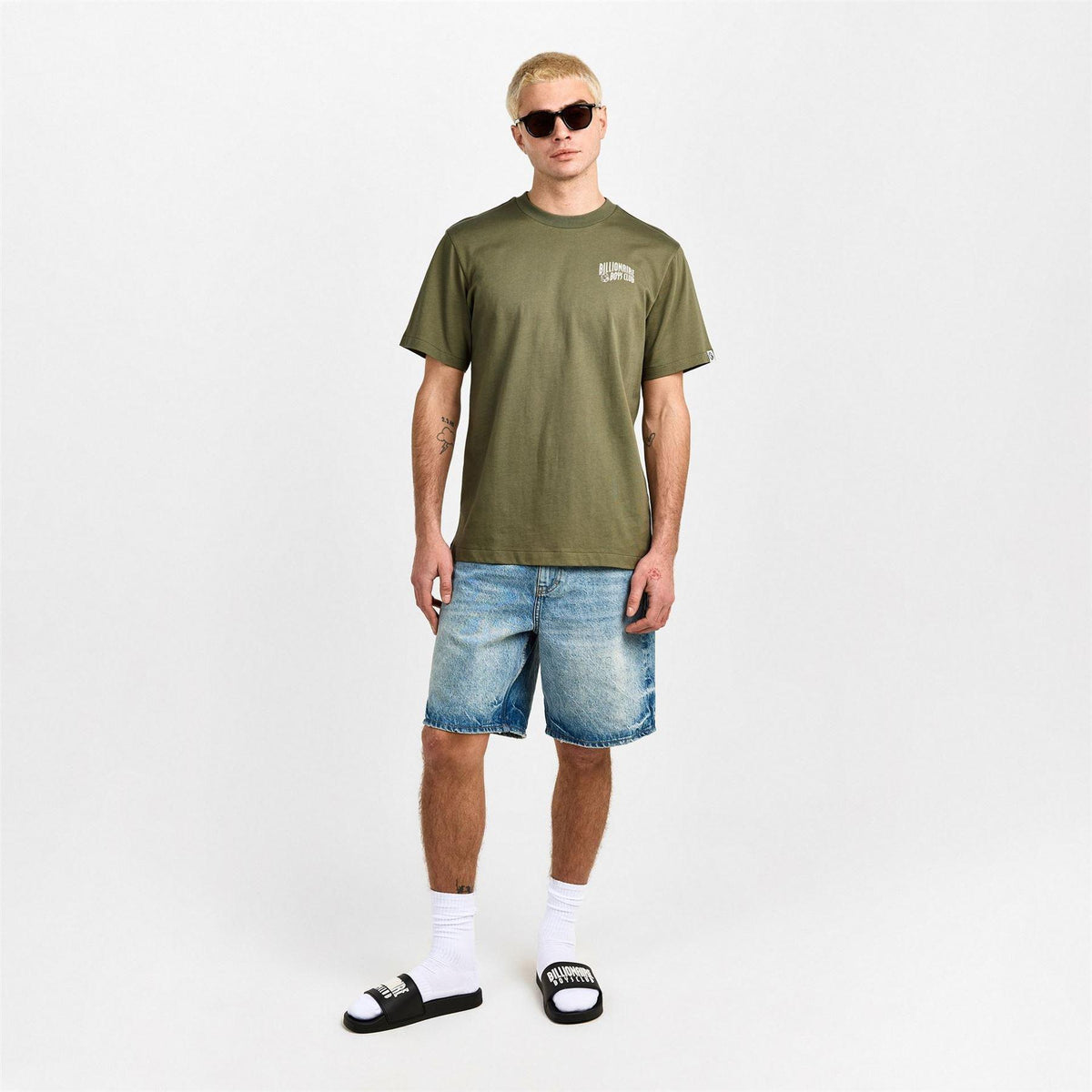 Olive-Ecru - Pack Shot - Billionaire Boys Club Mens Arched Logo T-Shirt