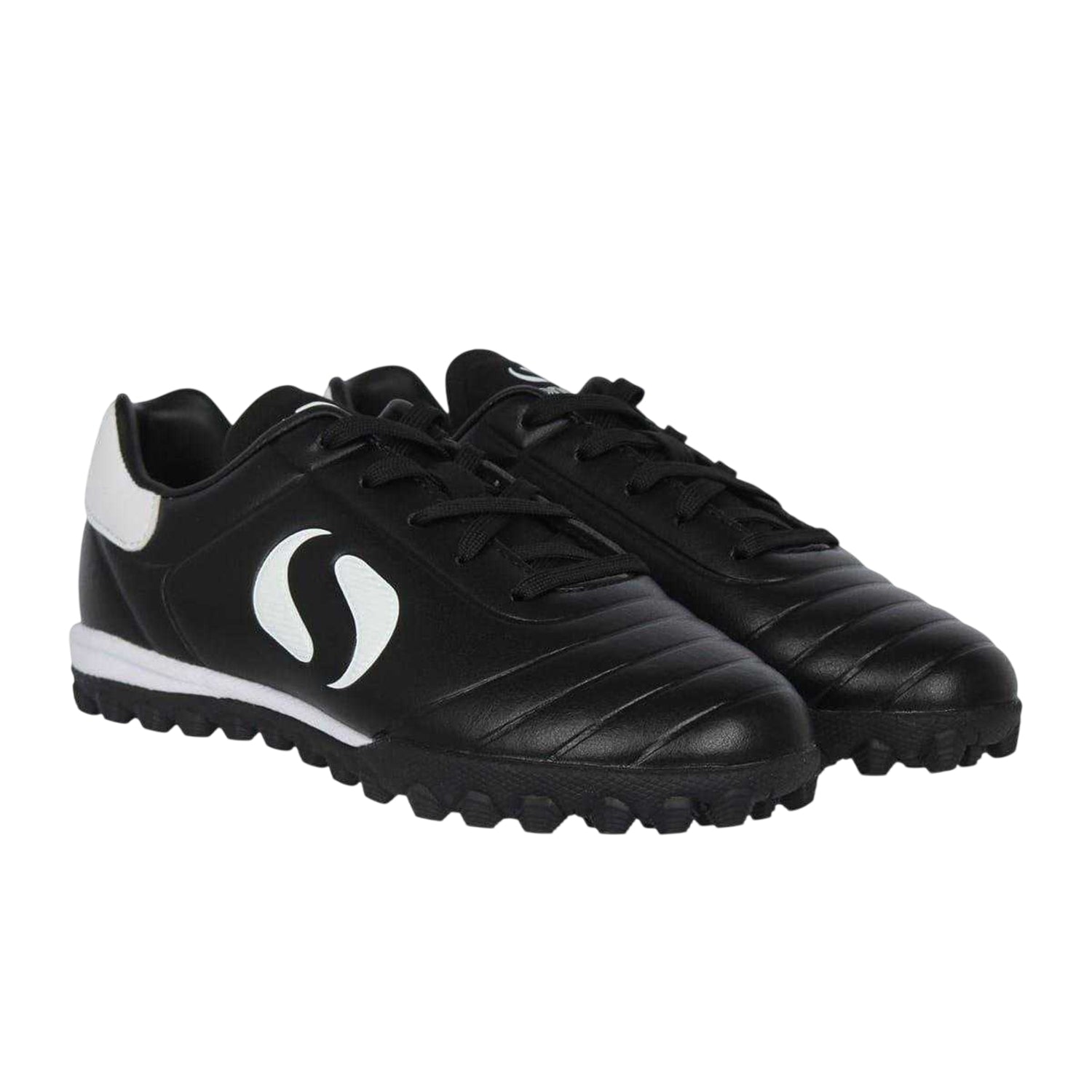 Black-White - Side - Sondico Childrens-Kids Strike Astro Turf Trainers