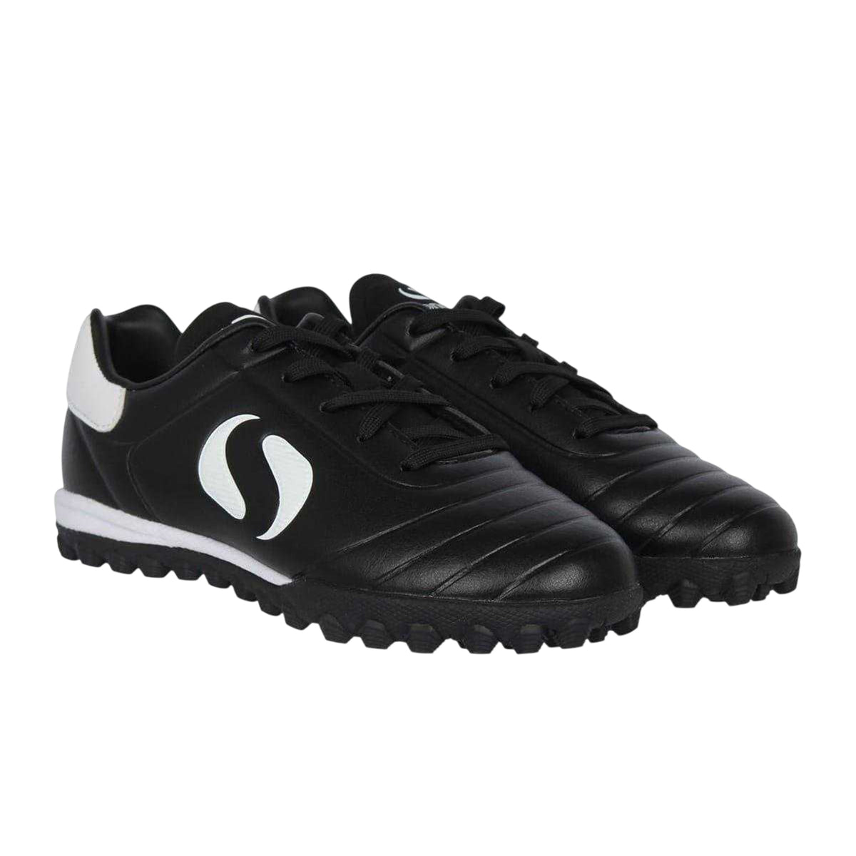 Black-White - Side - Sondico Childrens-Kids Strike Astro Turf Trainers