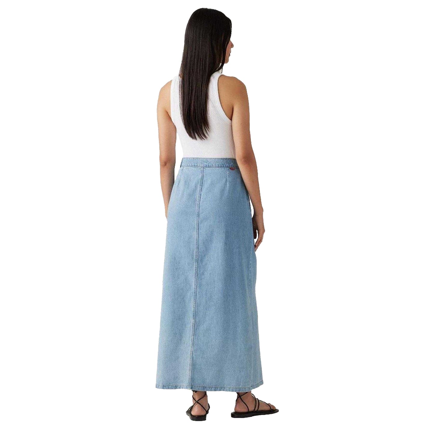 Blue - Back - Levis Womens-Ladies Column Denim Wrap Skirt