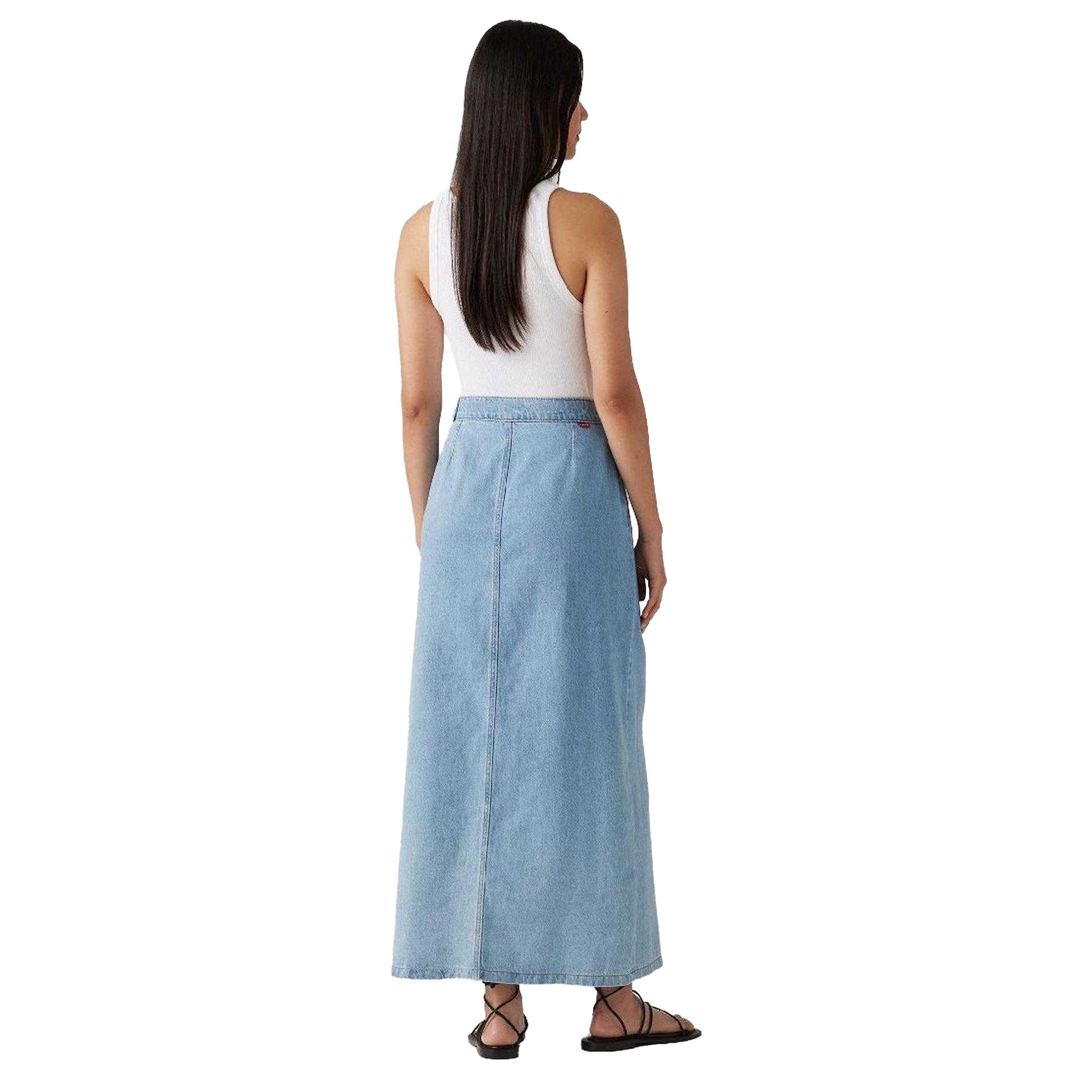 Blue - Back - Levis Womens-Ladies Column Denim Wrap Skirt