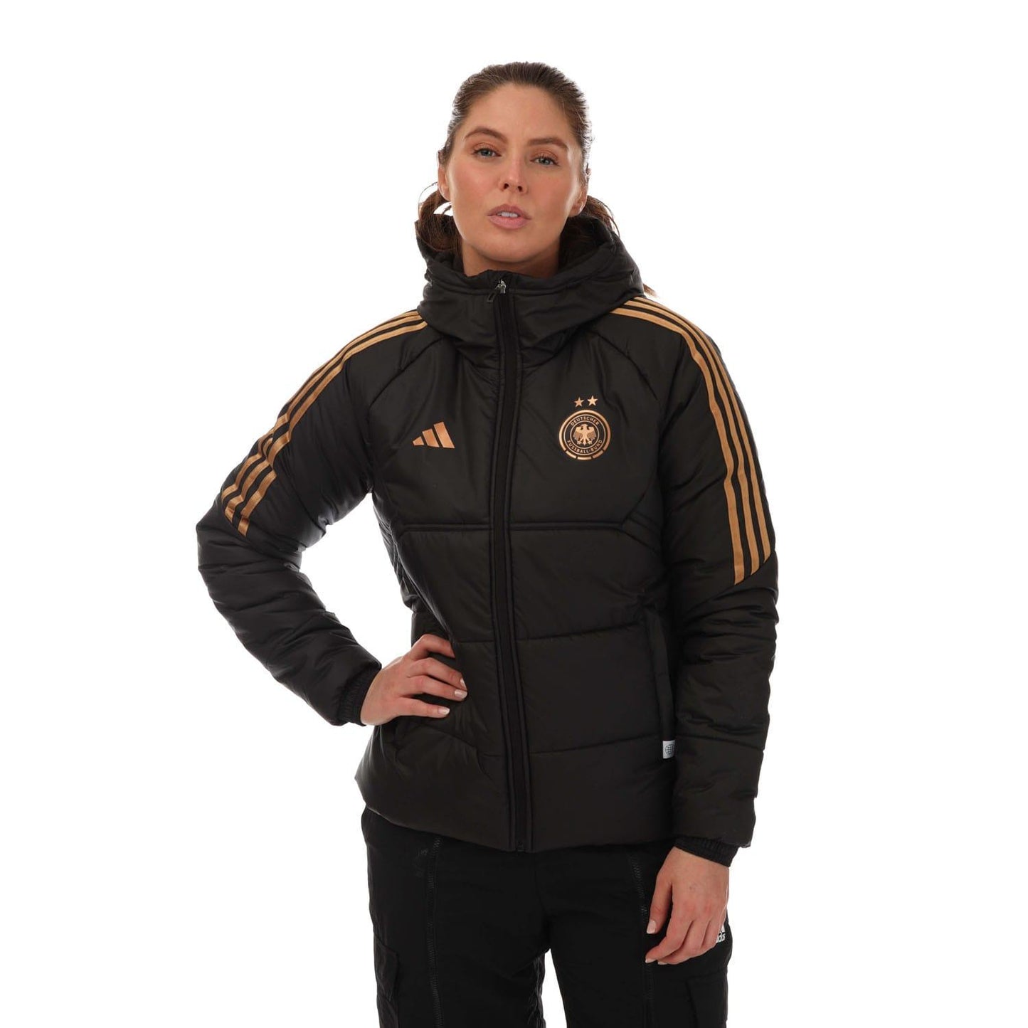 Black - Side - Adidas Womens-Ladies Condivo 2022-23 Germany Waterproof Jacket