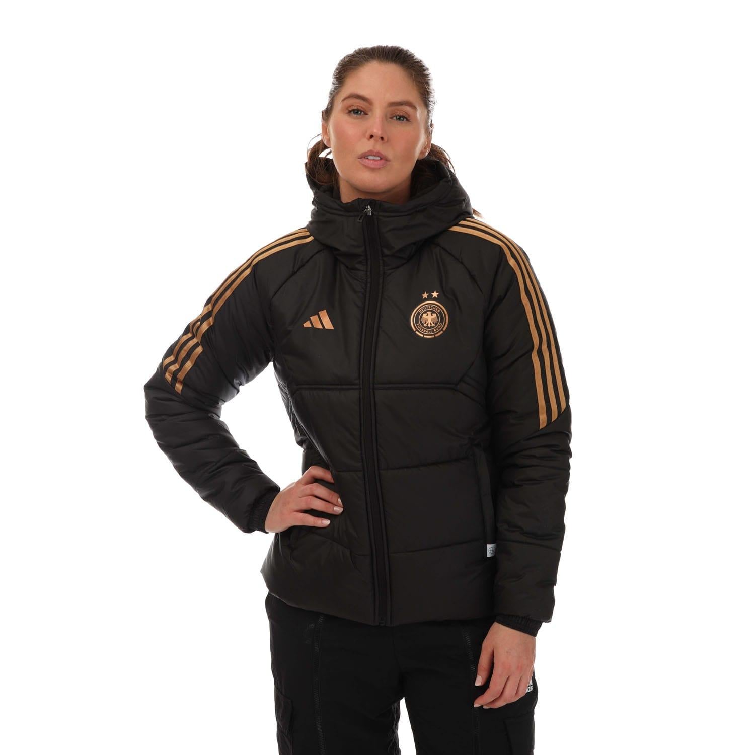 Black - Side - Adidas Womens-Ladies Condivo 2022-23 Germany Waterproof Jacket