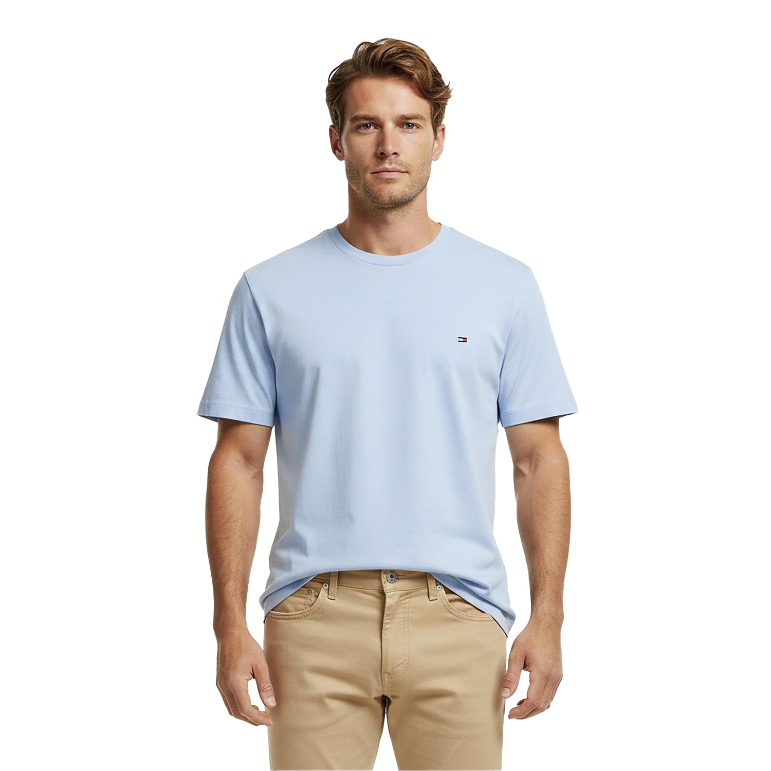 Breezy Blue - Side - Tommy Hilfiger Mens Embroidered Logo Crew Neck T-Shirt