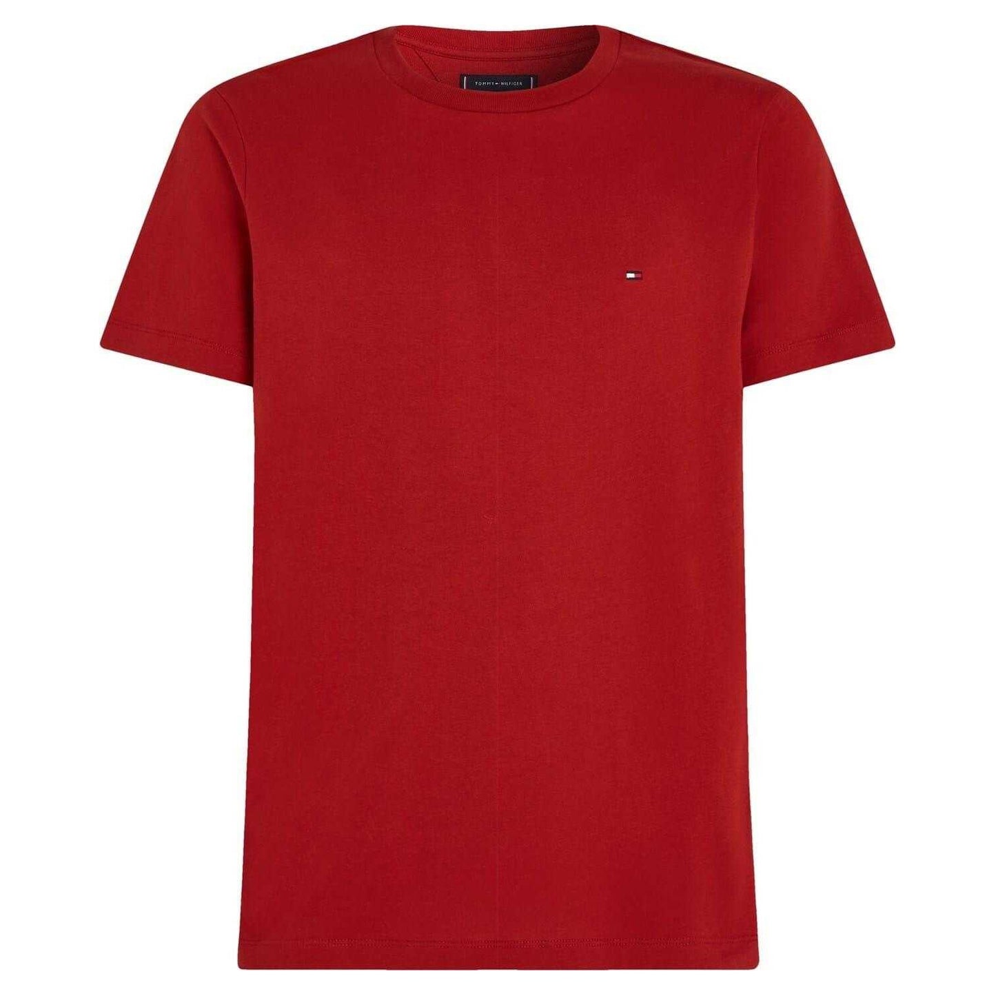 Dark Red - Front - Tommy Hilfiger Mens Embroidered Logo Crew Neck T-Shirt