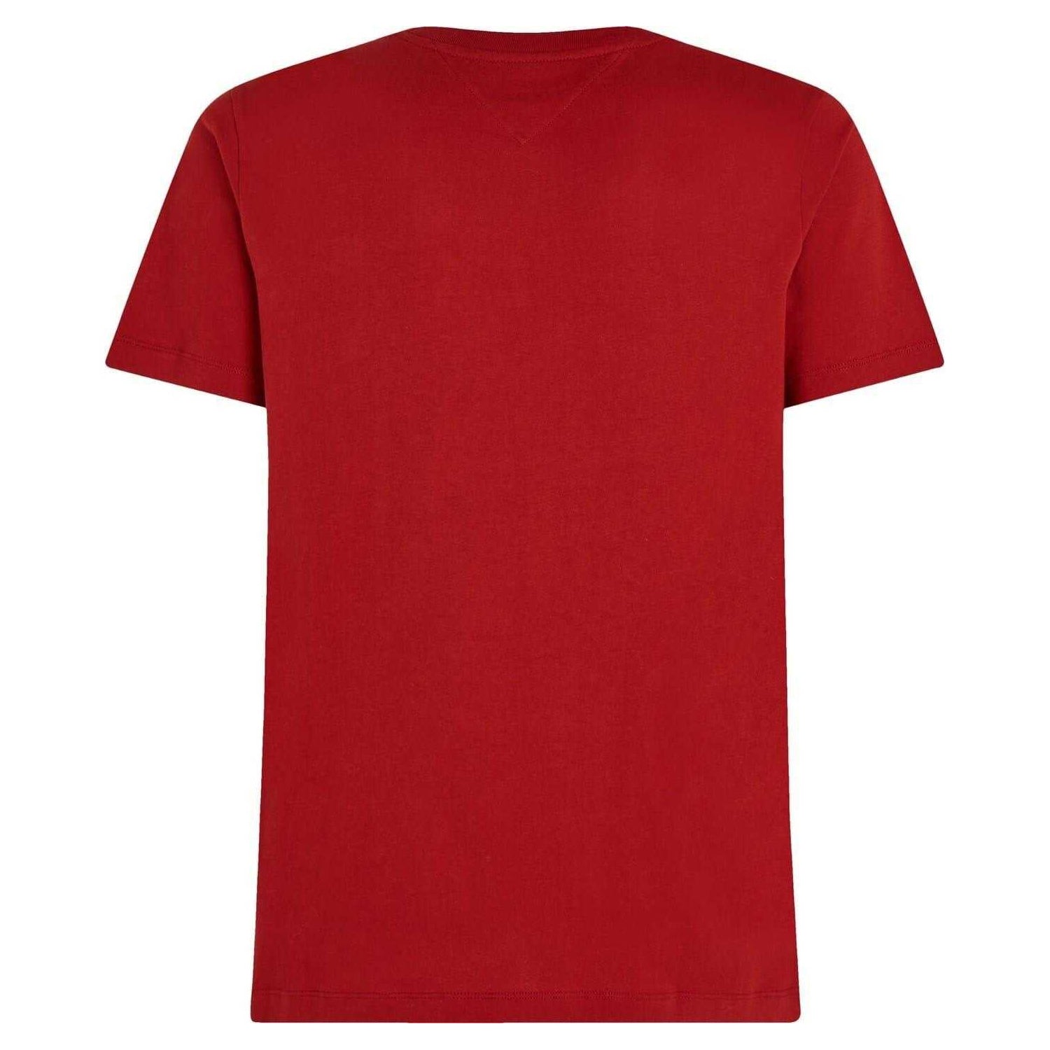 Dark Red - Back - Tommy Hilfiger Mens Embroidered Logo Crew Neck T-Shirt