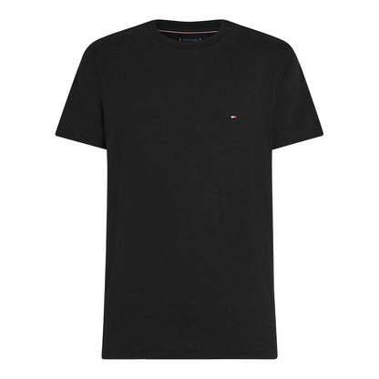 Black - Front - Tommy Hilfiger Mens Embroidered Logo Crew Neck T-Shirt