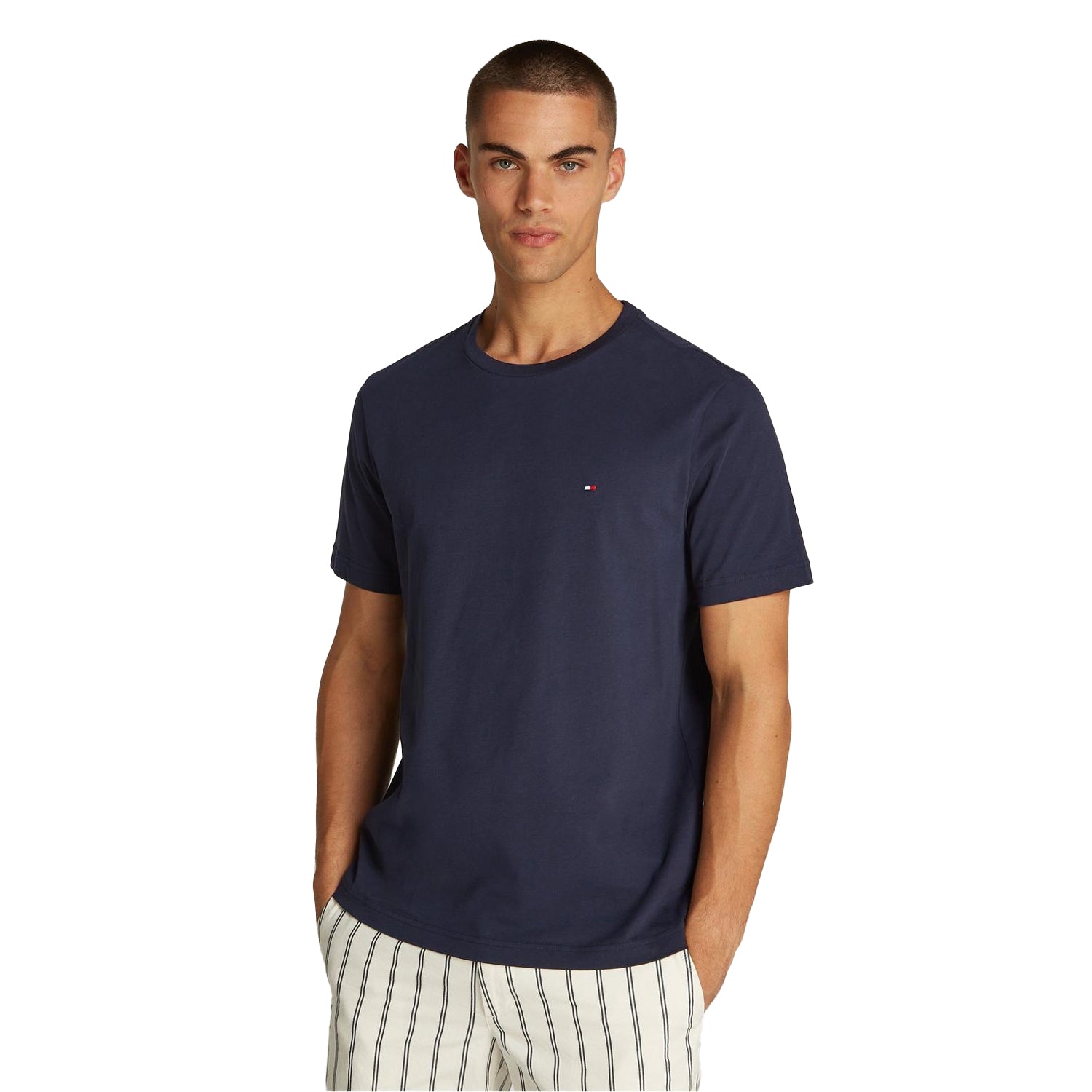 Desert Sky - Side - Tommy Hilfiger Mens Embroidered Logo Crew Neck T-Shirt