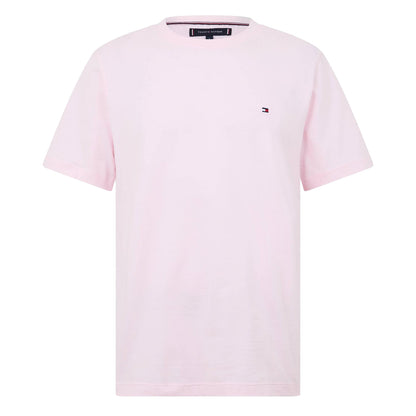 Pink - Front - Tommy Hilfiger Mens Embroidered Logo Crew Neck T-Shirt