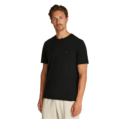 Black - Side - Tommy Hilfiger Mens Embroidered Logo Crew Neck T-Shirt