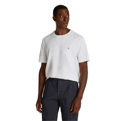 White - Side - Tommy Hilfiger Mens Embroidered Logo Crew Neck T-Shirt