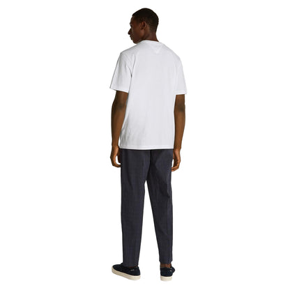 White - Lifestyle - Tommy Hilfiger Mens Embroidered Logo Crew Neck T-Shirt