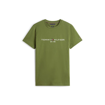 Pine - Front - Tommy Hilfiger Mens Embroidered Logo Crew Neck T-Shirt